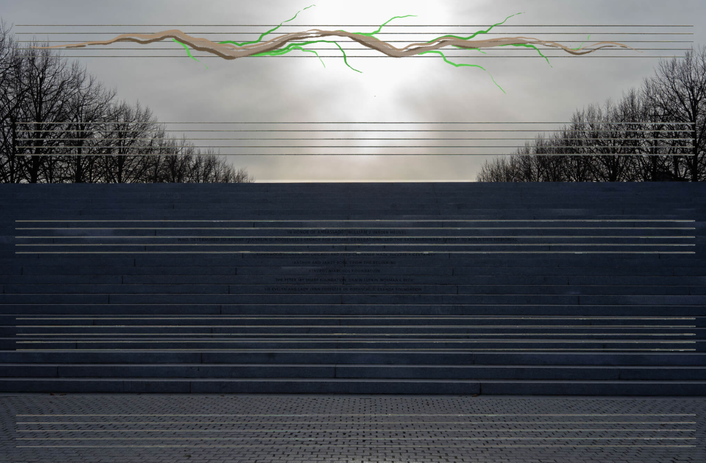 Image of Hans Rosenström hides voices in the trees of Louis Kahn’s silent monument at FDR Four Freedoms Park Press